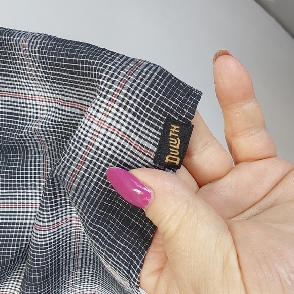 Duluth Trading Co Men's Gray Plaid Shirt Velcro Pockets Performance Sz.XL - Picture 4 of 7